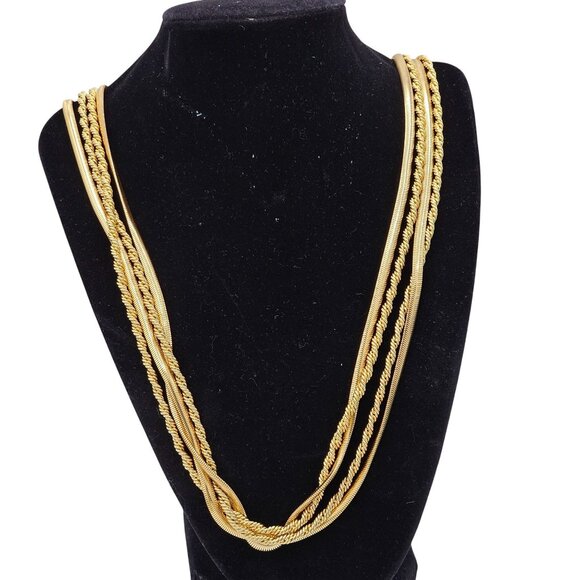 Talbots Long Layered Multi-Strand GoldTone Rope Chain Necklace Classic Old Money - Picture 1 of 5
